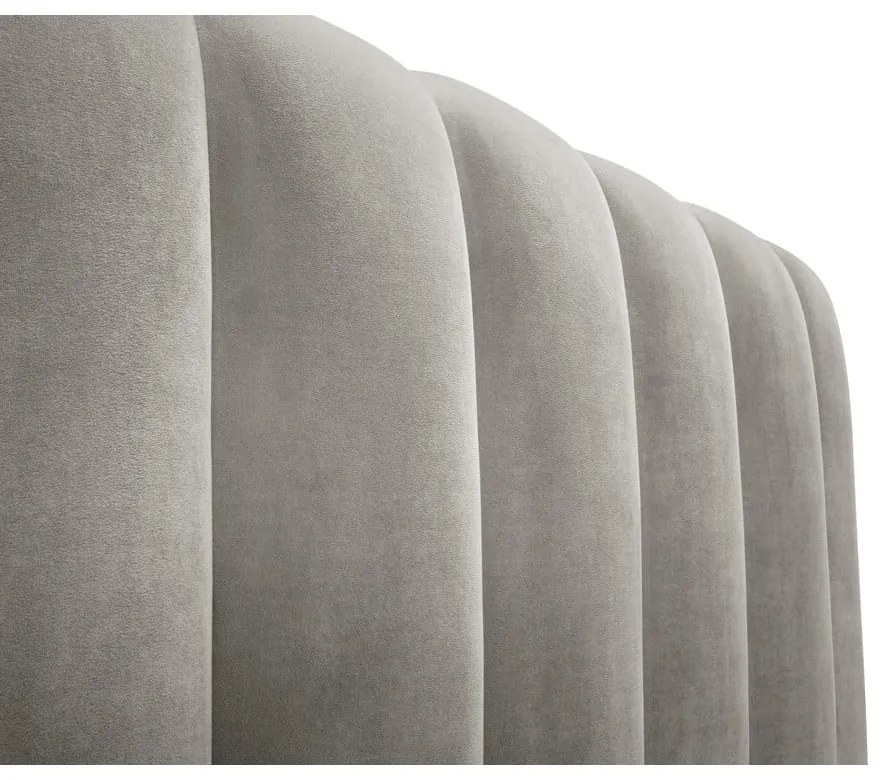 Letto matrimoniale imbottito grigio chiaro con contenitore con griglia 200x200 cm Kelp - Micadoni Home