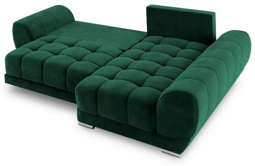 Divano letto angolare verde chiaro con rivestimento in velluto, angolo destro Nuage - Windsor &amp; Co Sofas