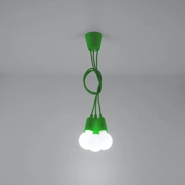 Lampadario su filo DIEGO 3xE27/60W/230V verde