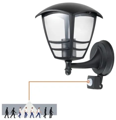 Applique da esterno con sensore TEVIO 1xE27/60W/230V IP54 nero