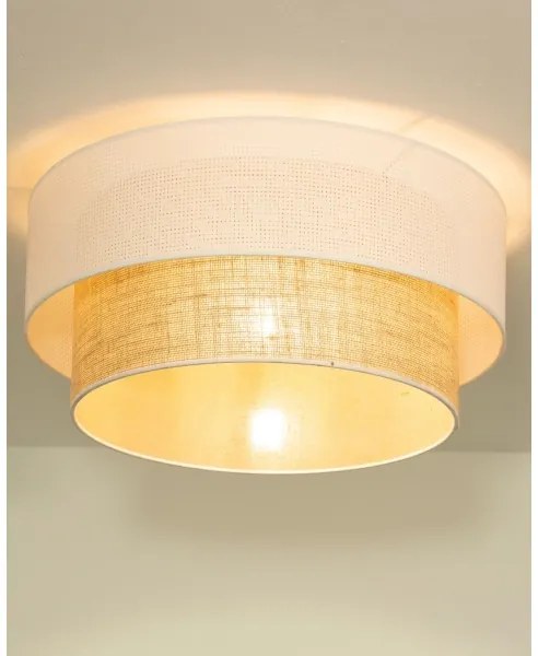 Plafoniera BORHO 1xE27/60W/230V Ø 40 cm bianco/iuta