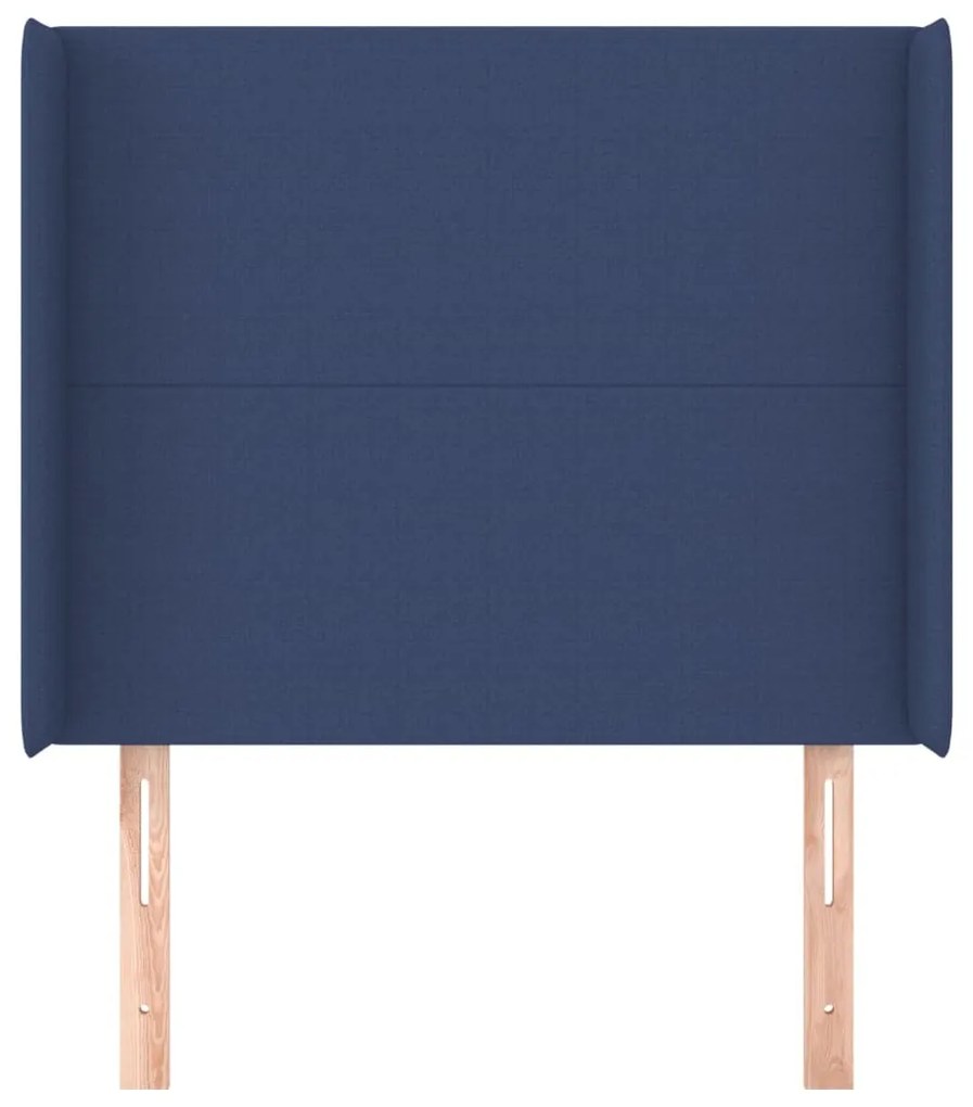 Testiera ad orecchio blu 93x16x118/128 cm in tessuto