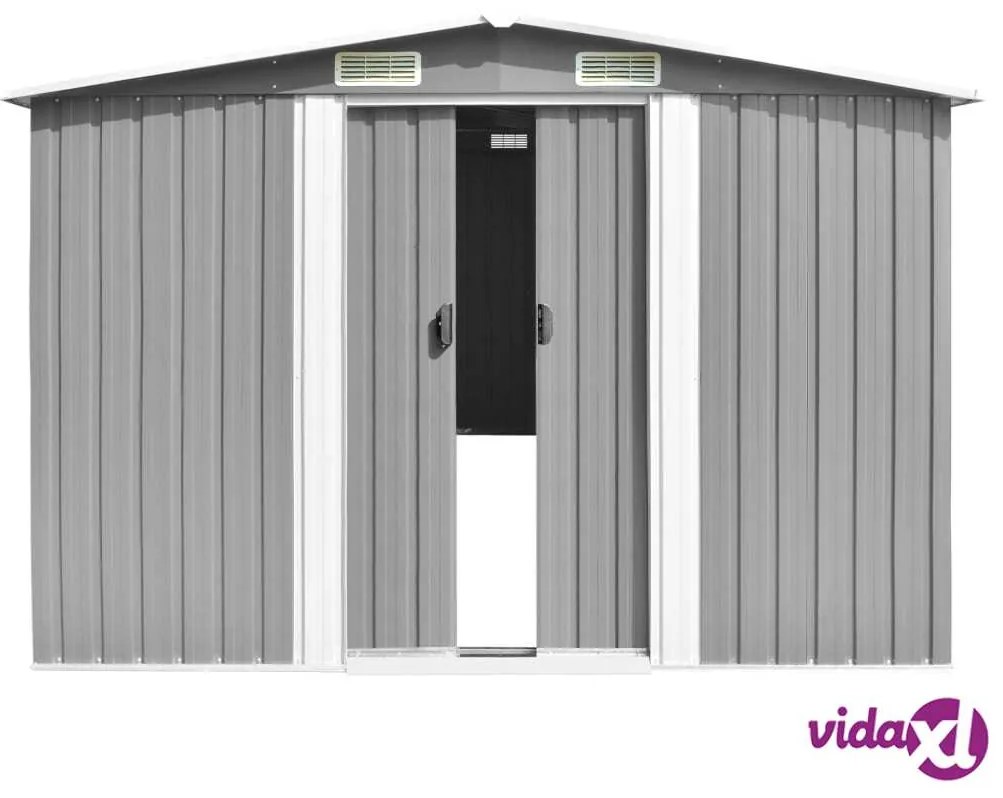 vidaXL Casetta da Giardino 257x392x181 cm in Metallo Grigio