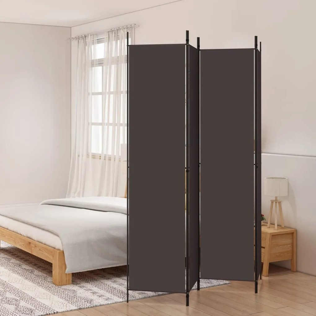 Divisorio A 4 Pannelli Marrone 200x220 Cm İn Tessuto /