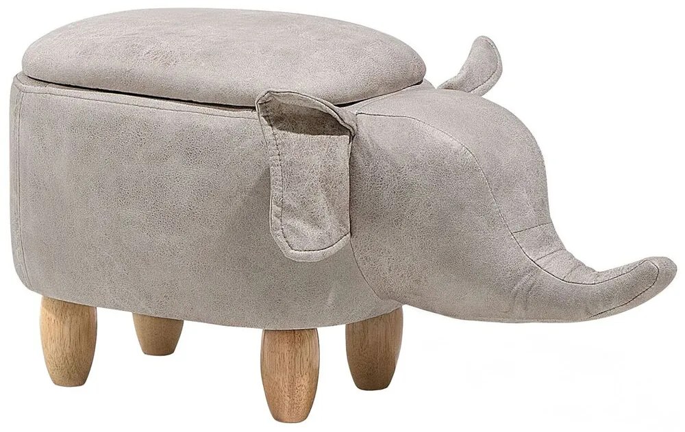 Pouf in tessuto similpelle grigio chiaro ELEPHANT Beliani