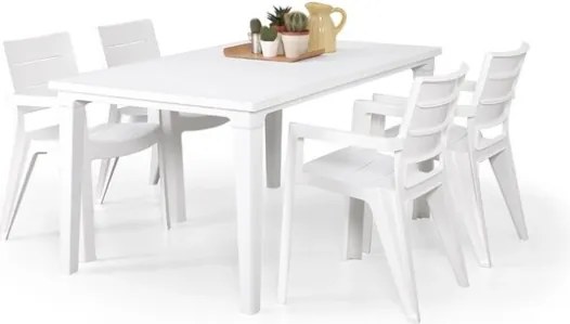 Tavolo Da Giardino In Resina E Struttura Metallo 165x94 Futura Bianco Keter