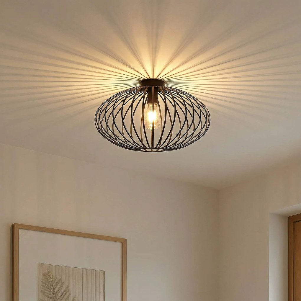 Plafoniera soffitto Maivi Lindby, dimmerabile, Nero, Soggiorno / Sala da pranzo, Metallo, Moderno, Plafoniera