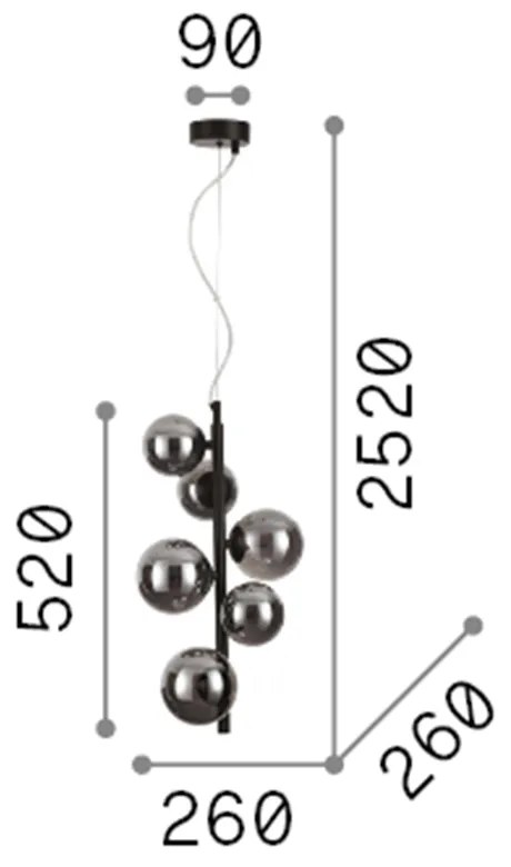 Sospensione Contemporanea Perlage Metallo Nero 6 Luci G9 3W 3000K Luce Calda