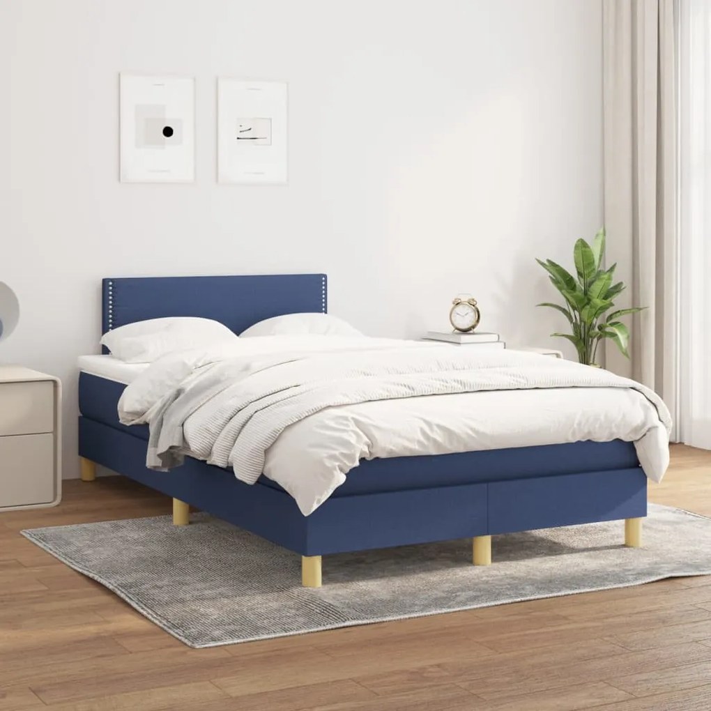 Giroletto A Molle Con Materasso Blu 120x200 Cm İn Tessuto /