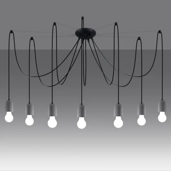 Sollux SL.1162 - Lampadario a sospensione con filo NESO 7xE27/15W/230V ragno calcestruzzo