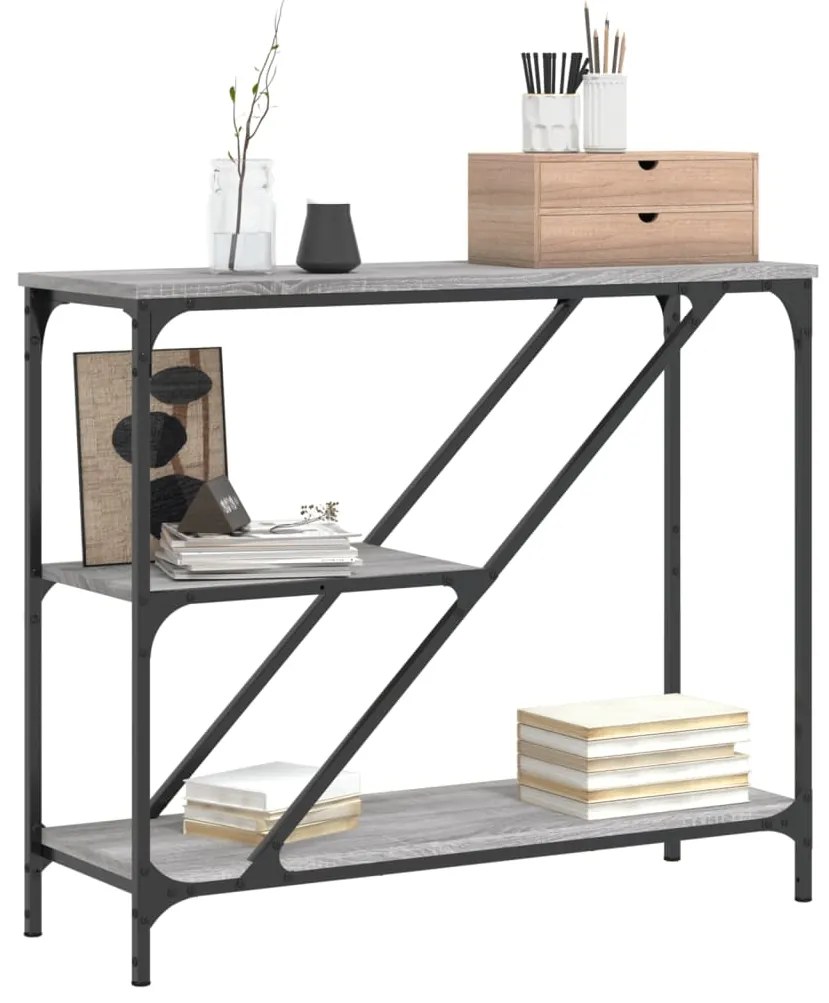 Tavolino consolle grigio sonoma 88,5x30x75 cm legno multistrato