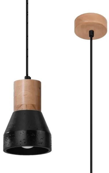 Sollux SL.0963 - Lampadario a sospensione con filo QUBIC 1xE27/60W/230V calcestruzzo/legno nero