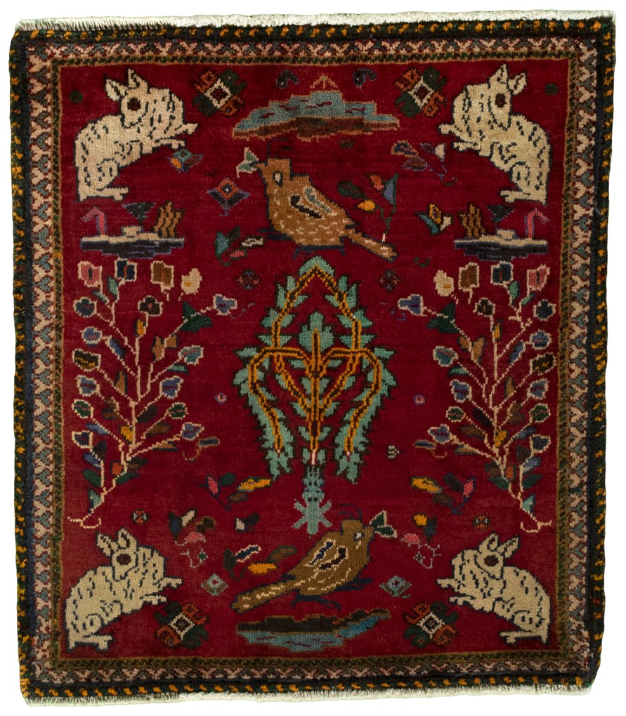 Shiraz Tappeto persiano 70 x 70 Rosso (Iran) Annodato A Mano