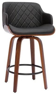 Sgabello da bar design nero e legno scuro LUCIEN