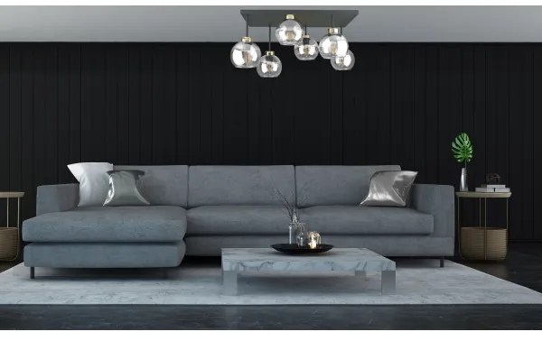 Lampadario a plafone NESSA 6xE27/60W/230V nero/oro/limpido