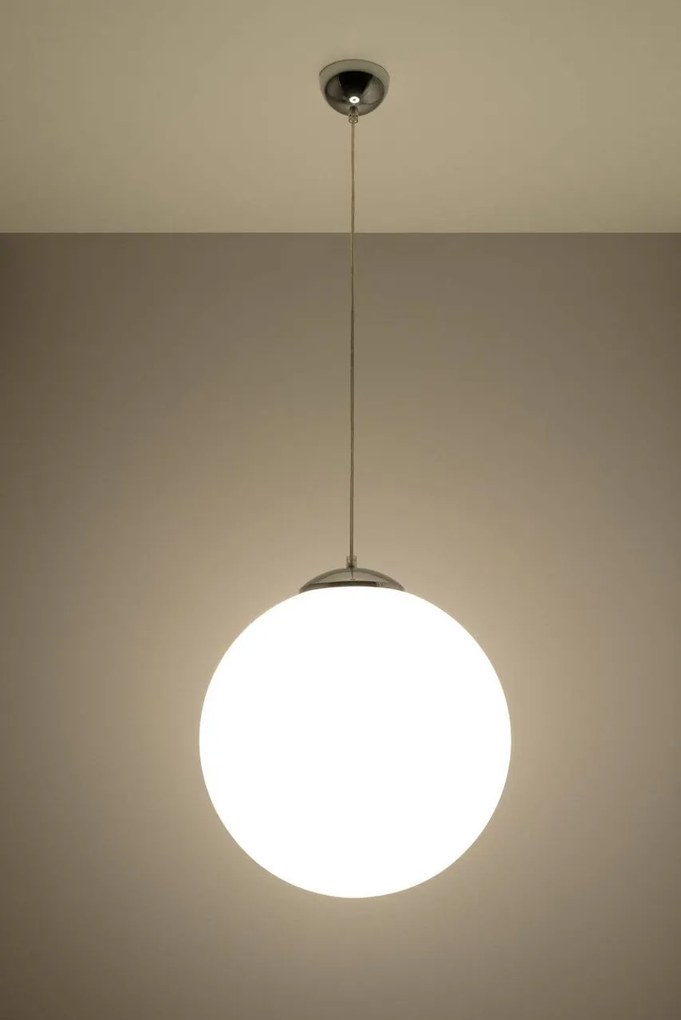 Lampadario a Sospensione in Acciaio e Vetro UGO Ø40 E27 Cromo