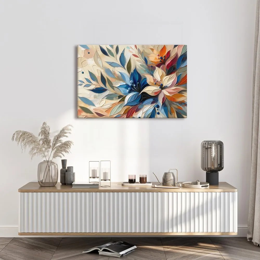 Quadro su tela – Foglie floreali colorate