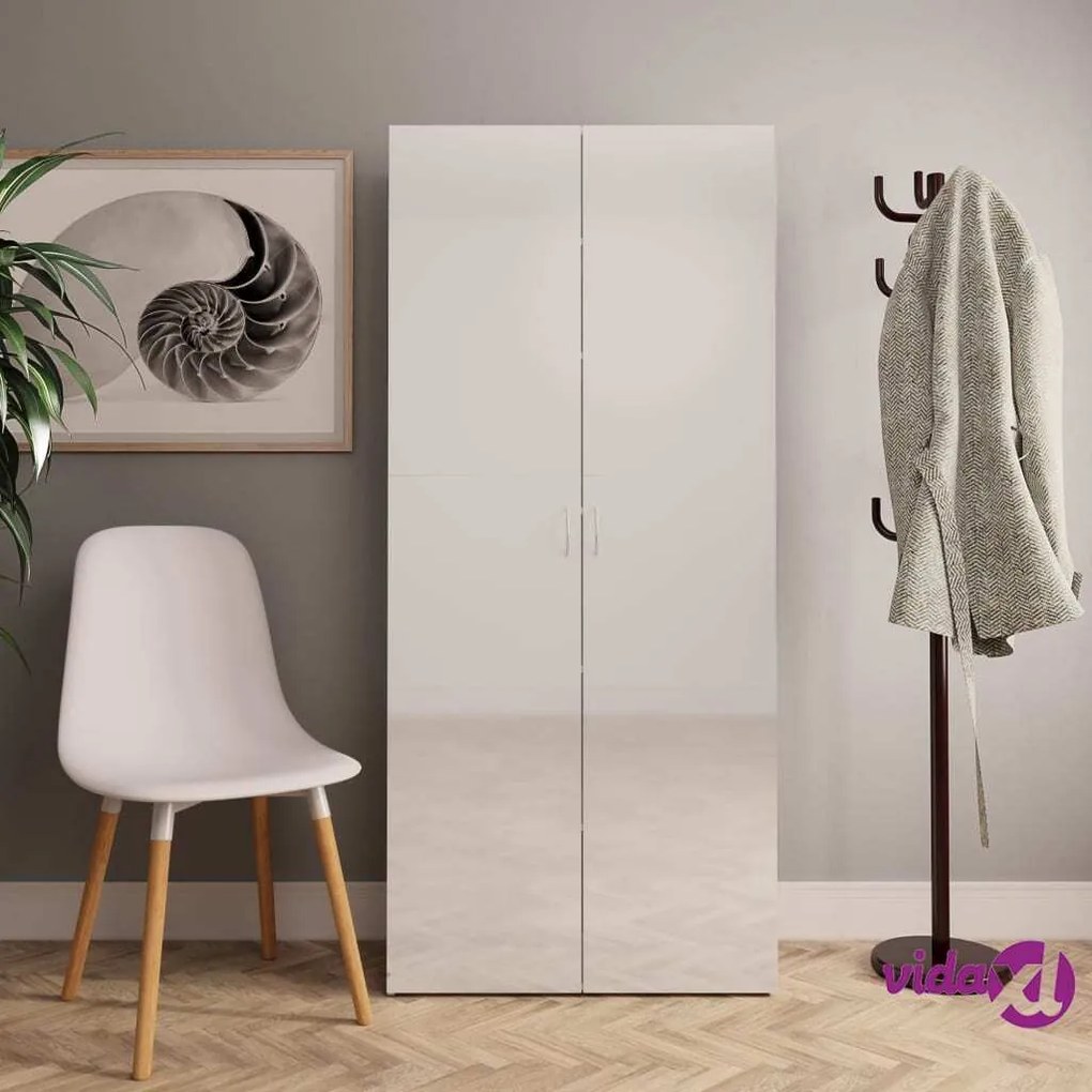 vidaXL Scarpiera Bianco Lucido 80x35,5x180 cm in Legno Multistrato