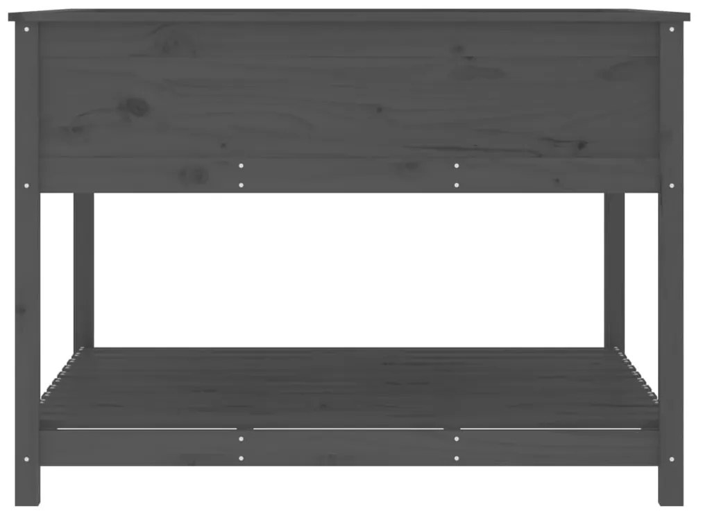 Fioriera Mensola Grigia 111,5x111,5x81cm Legno Massello di Pino