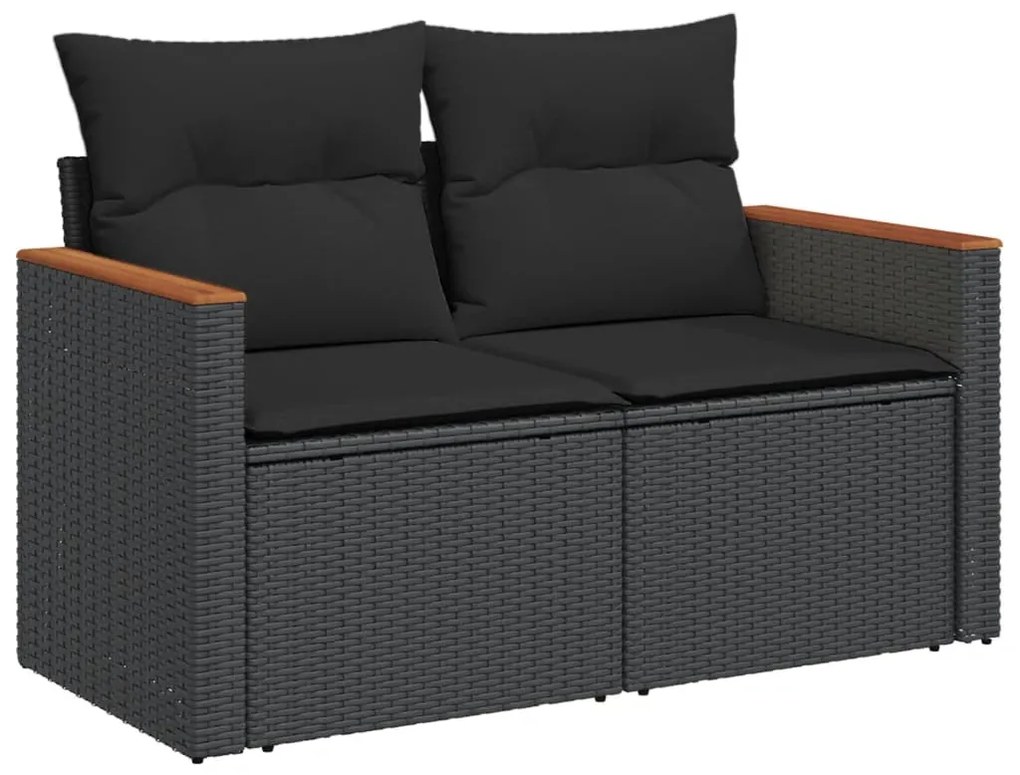 Set Divani da Giardino con Cuscini 8 pz Nero in Polyrattan