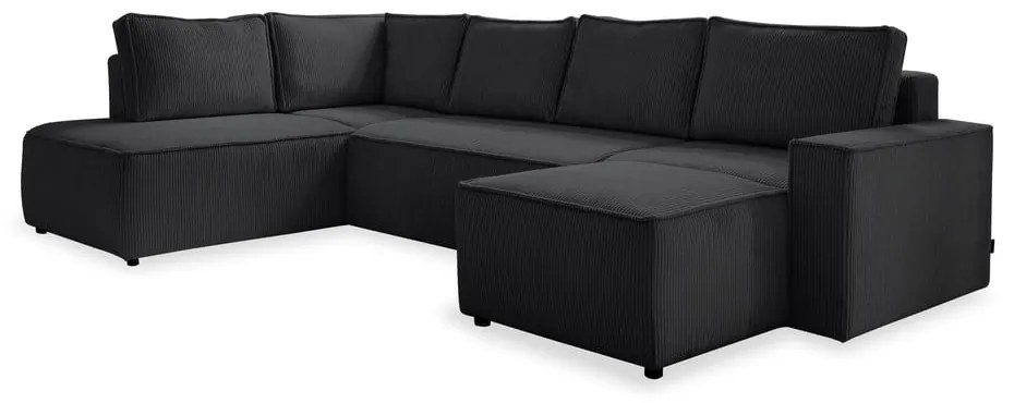 Divano letto angolare in velluto a coste color antracite Brave Dave - Miuform