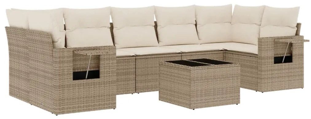 Set divano da giardino 8 pz con cuscini beige in polyrattan