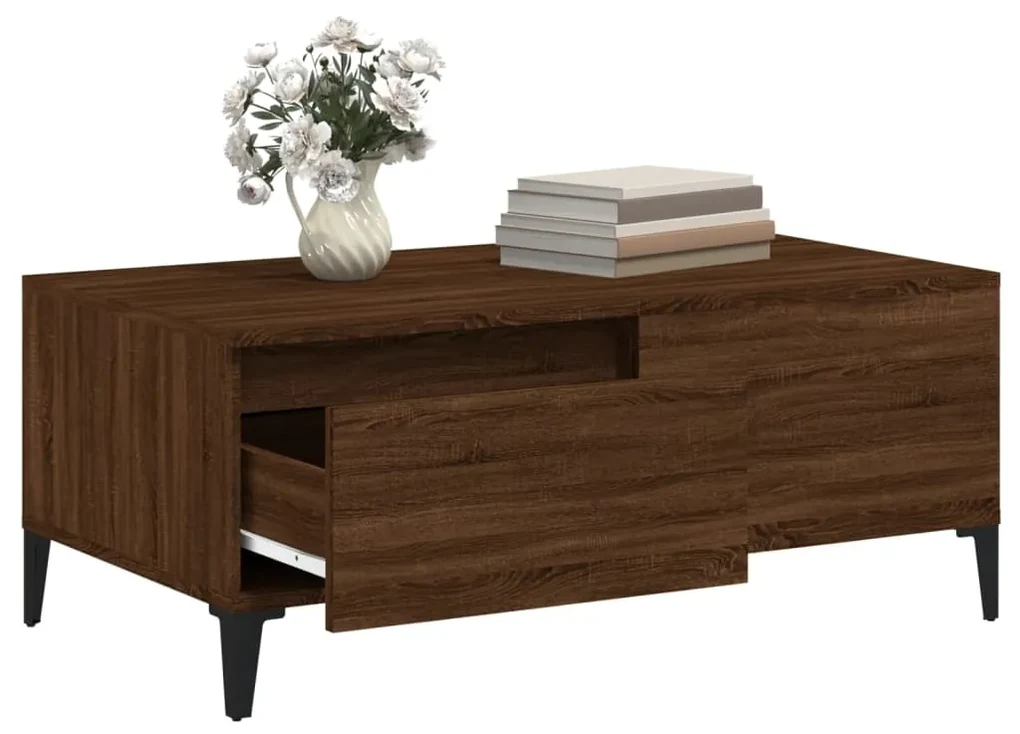 Tavolino da salotto rovere marrone 90x50x36,5 cm in multistrato