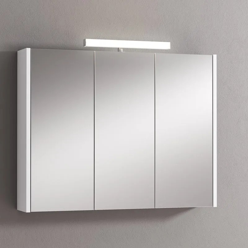 Pensile con luce Akira laccato bianco opaco L 90 x H 70 x P 15.5 cm