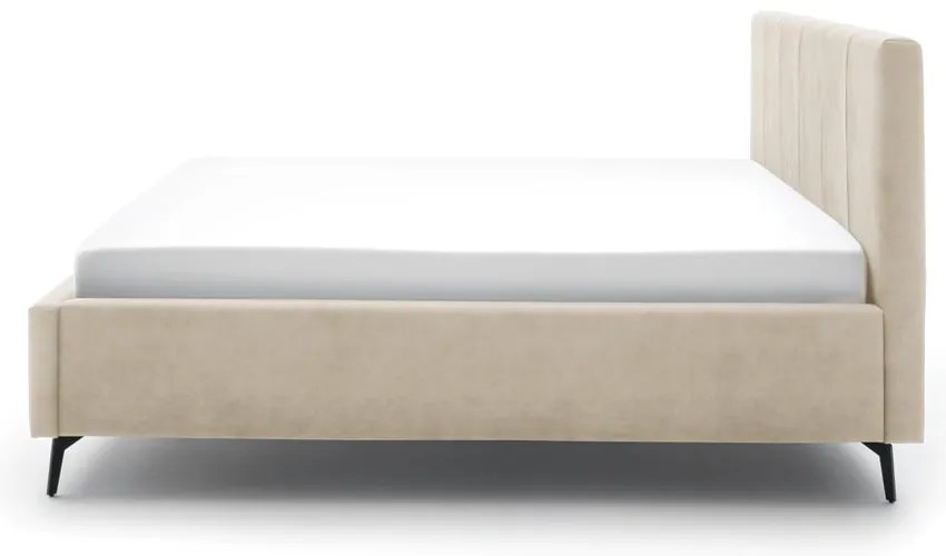 Letto matrimoniale imbottito beige con contenitore con rete inclusa 180x200 cm Lizzano – Meise Möbel