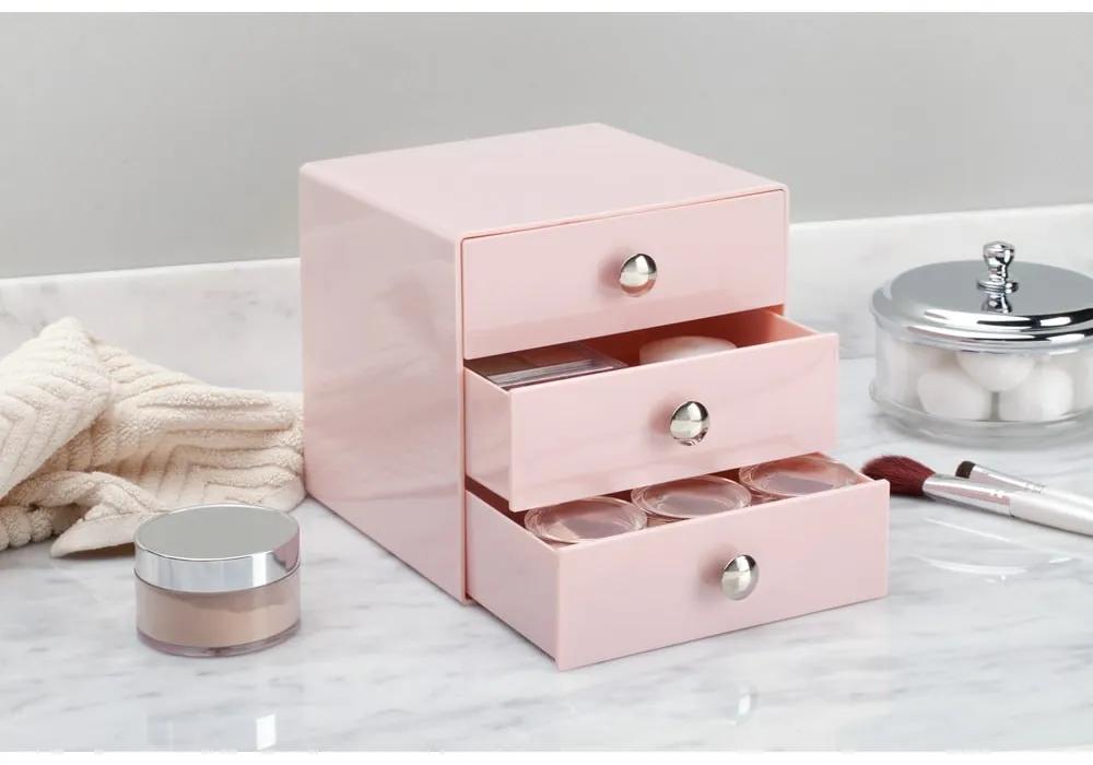 Organizzatore rosa a 3 livelli con cassetti , 16,5 x 16,5 cm - iDesign