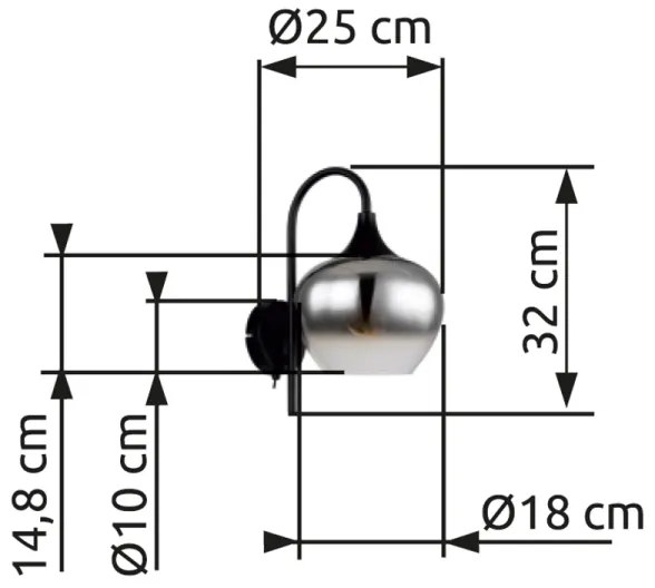 Globo 15548W - Applique MAXY 1xE27/40W/230V nero