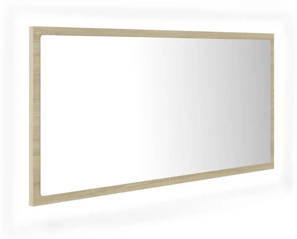 Specchio da bagno led rovere sonoma 90x8,5x37 cm in acrilico