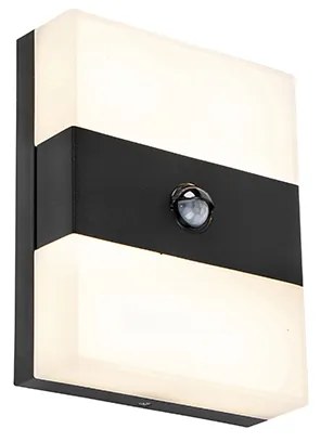 Lampada da parete per esterni nera IP44 con LED e sensore di movimento - Dualy