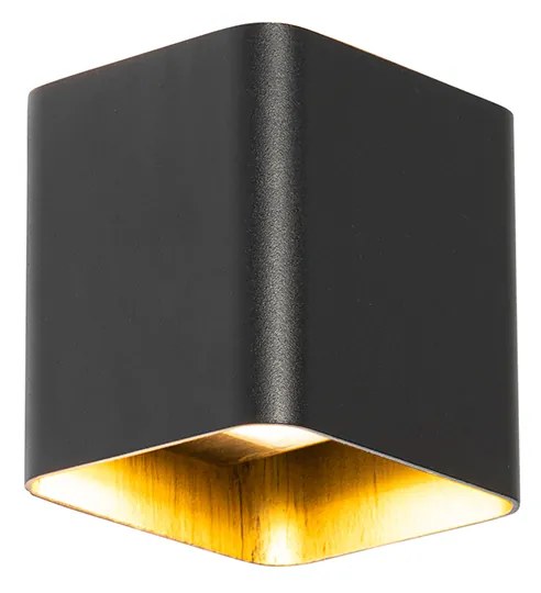 Applique da parete moderna nera con LED IP54 quadrata - Evi
