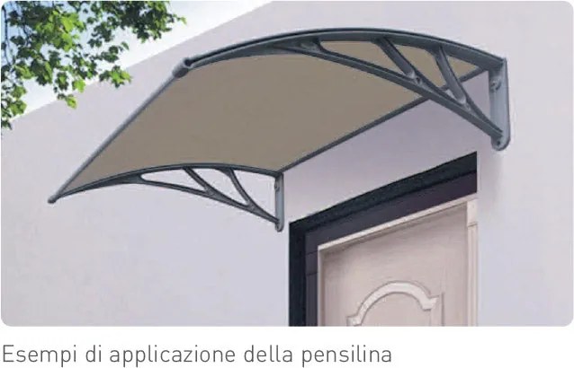 Pensilina Tettoia in Policarbonato Alveolare Fumè 160x120 cm Masi Marrone...