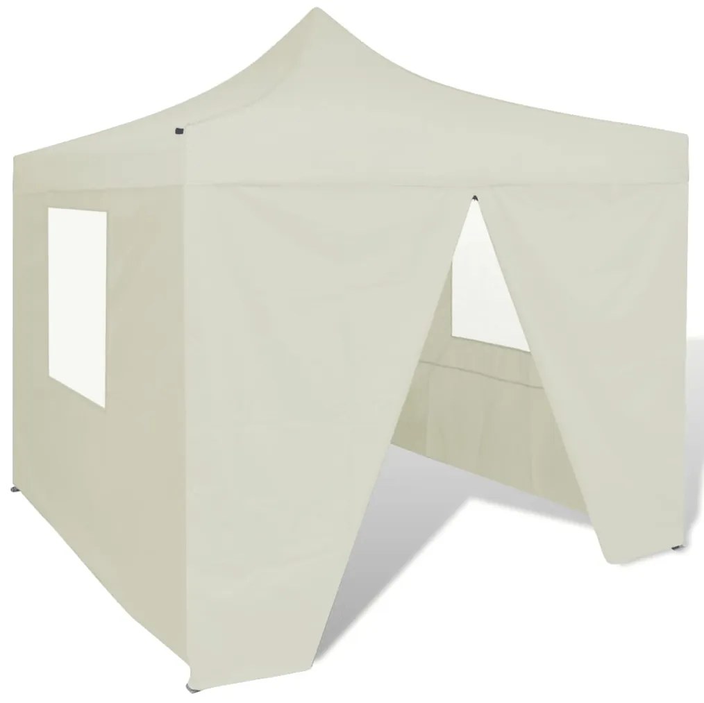 Tenda Pieghevole Crema 3 x 3 m con 4 Pareti