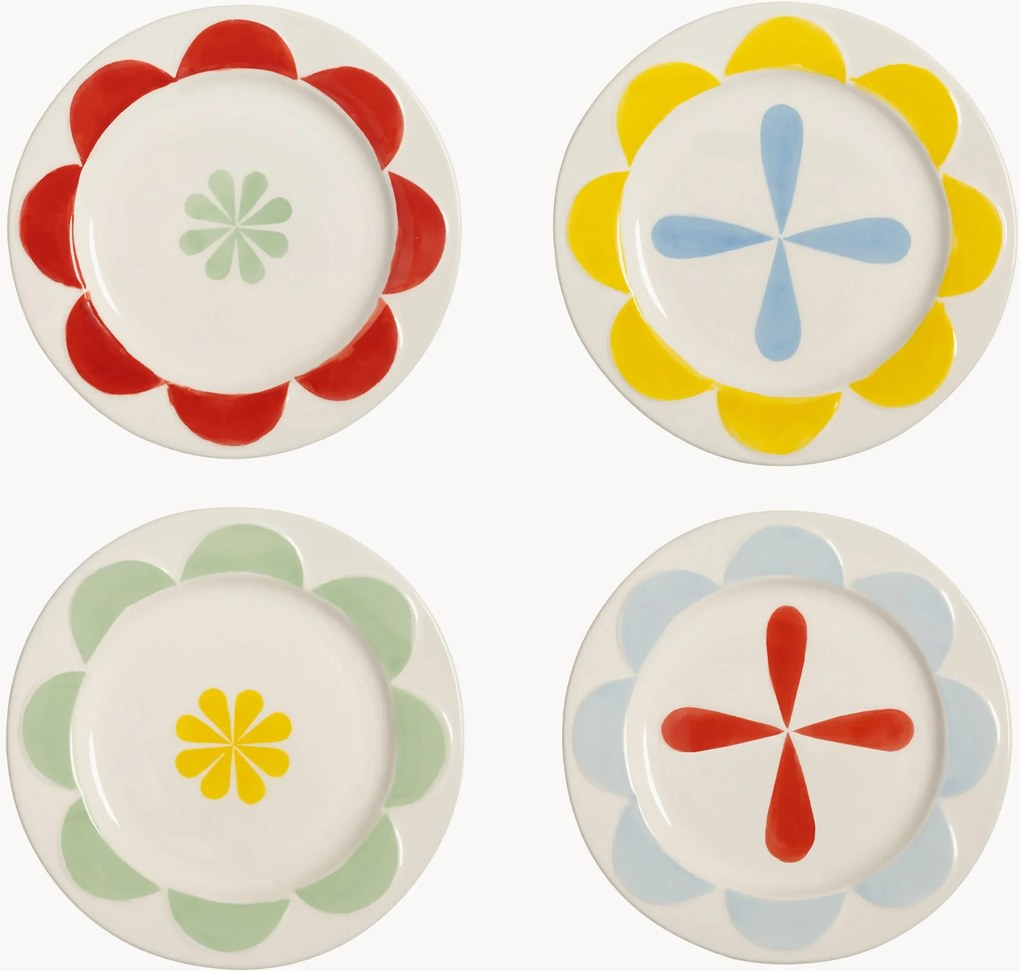 Set di 4 piatti da torta fatti a mano Folk