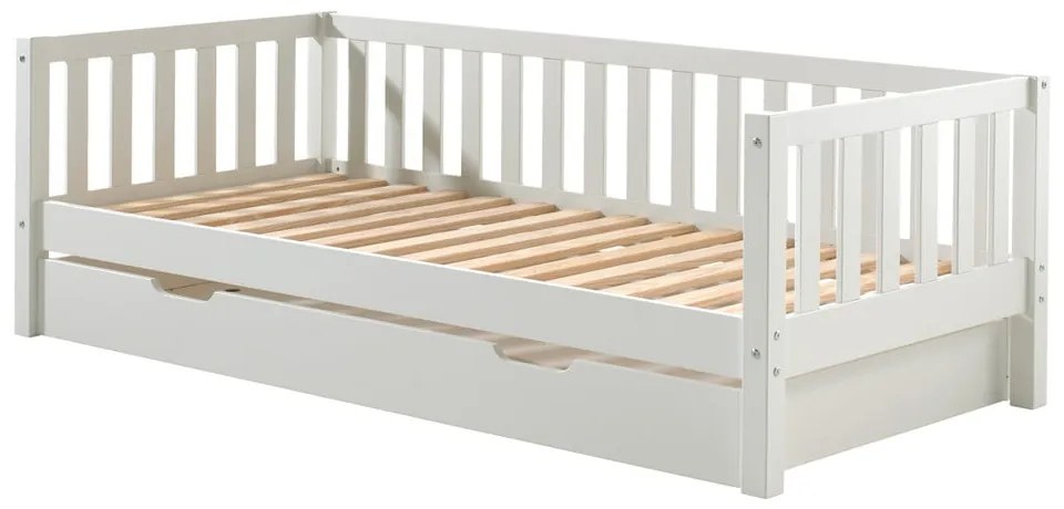 Letto da bambini estraibile bianco in pino massiccio con rete inclusa 90x200 cm Fritz – Vipack