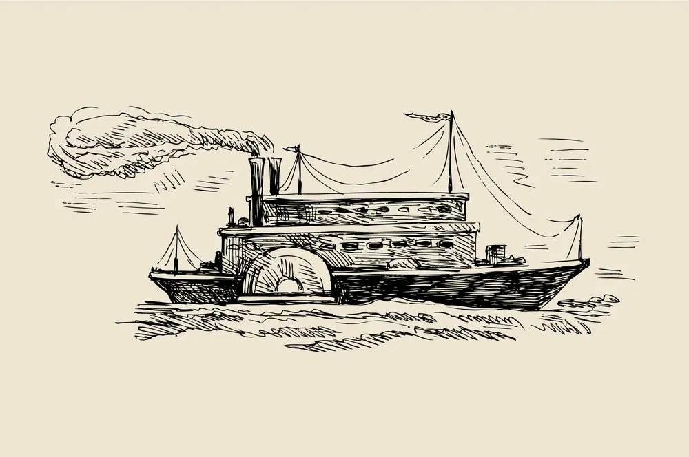 Carta da parati autoadesiva – Nave maestosa in stile retrò