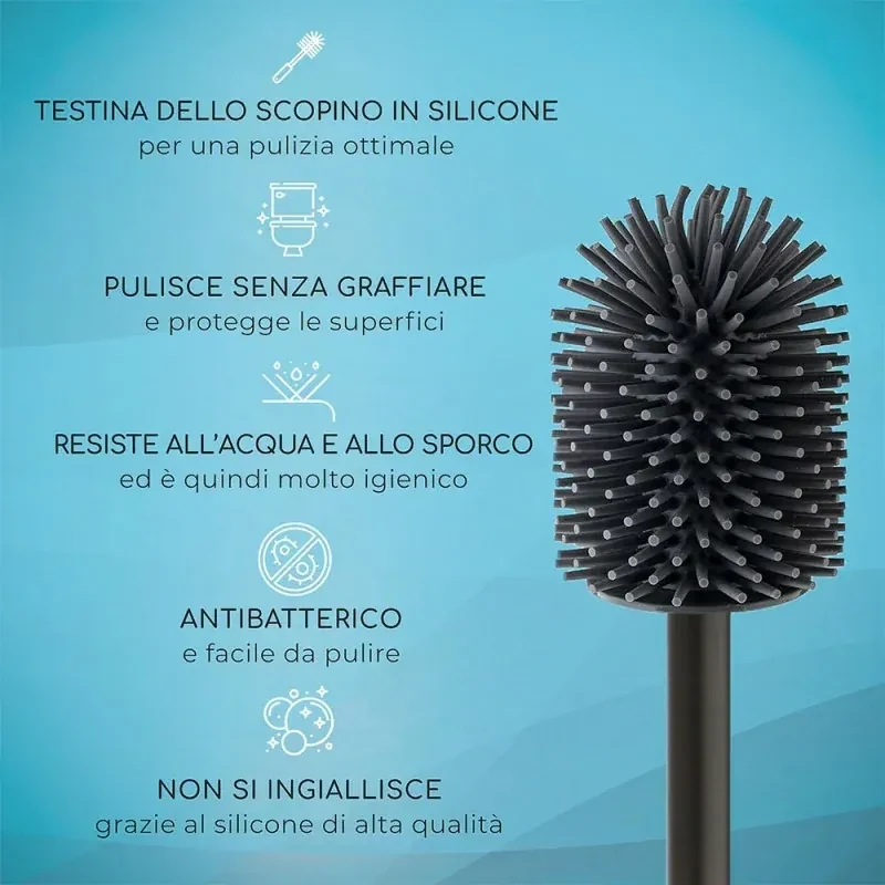 SWANEW Scopino per WC in silicone Scopino per WC sterile 2 in 1 per