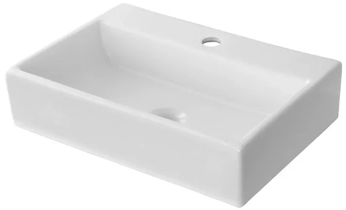 Lavandino da appoggio rettangolare 52x35 cm in ceramica lucida