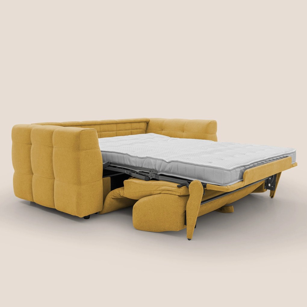 Tender Divano letto matrimoniale dal design innovativo in tessuto bouclet impermeabile T07 giallo