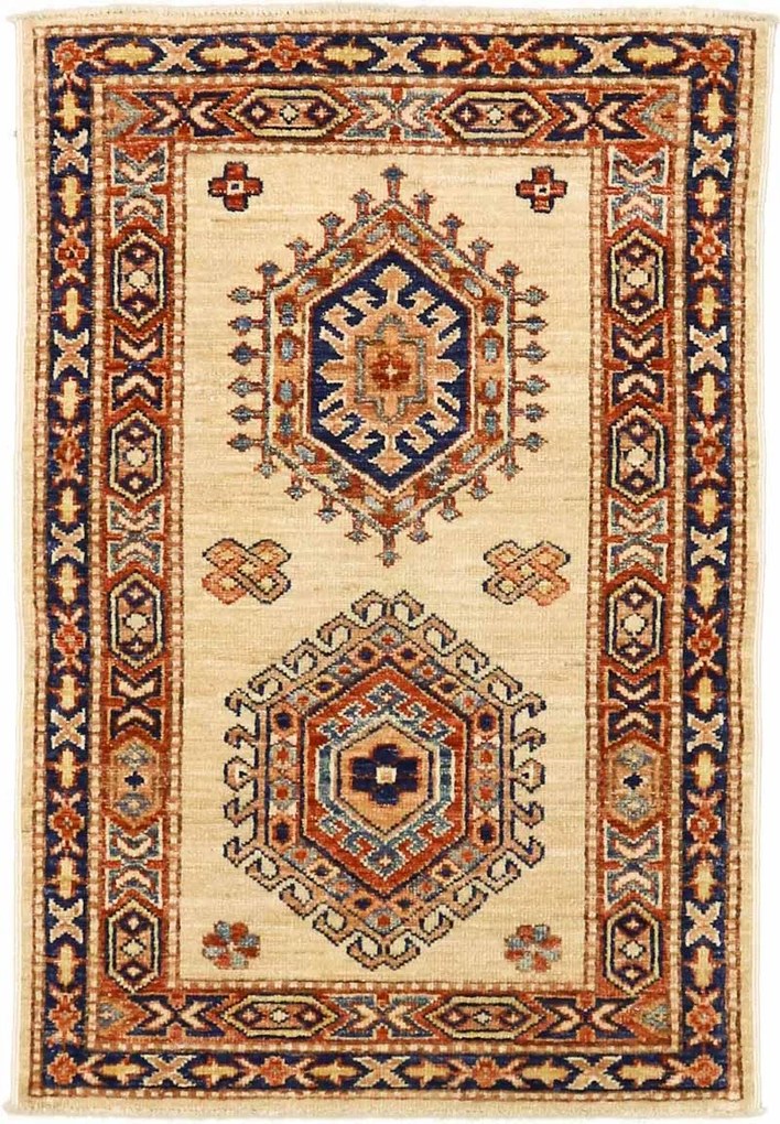 Kazak Tappeto 80x100 Beige (Pakistan) Annodato A Mano