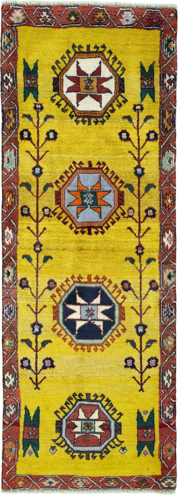 Gabbeh Tappeto 200 x 70 Giallo (Iran) Annodato A Mano