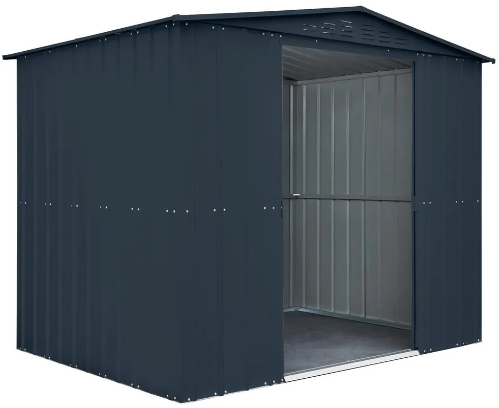 Casetta da giardino Milvy, a due falde in acciaio grigio con porta doppio scorrevole, superficie interna 3.77 m² e spessore parete 0.3 mm