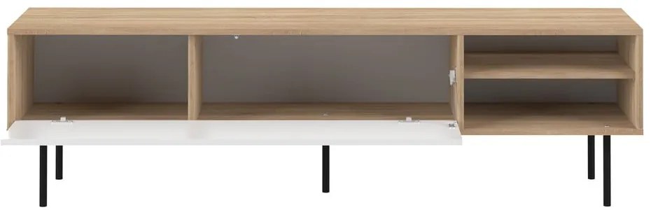 Tavolo TV in rovere decorato in bianco e naturale 165x40 cm Ampère - TemaHome