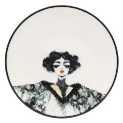 Set da tavola 4 pezzi in porcellana, nero/bianco