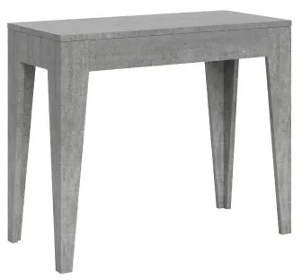 Consolle Allungabile 90x42 cm Isotta Cemento da 14 posti lunghezza Fino a 3,02 metri