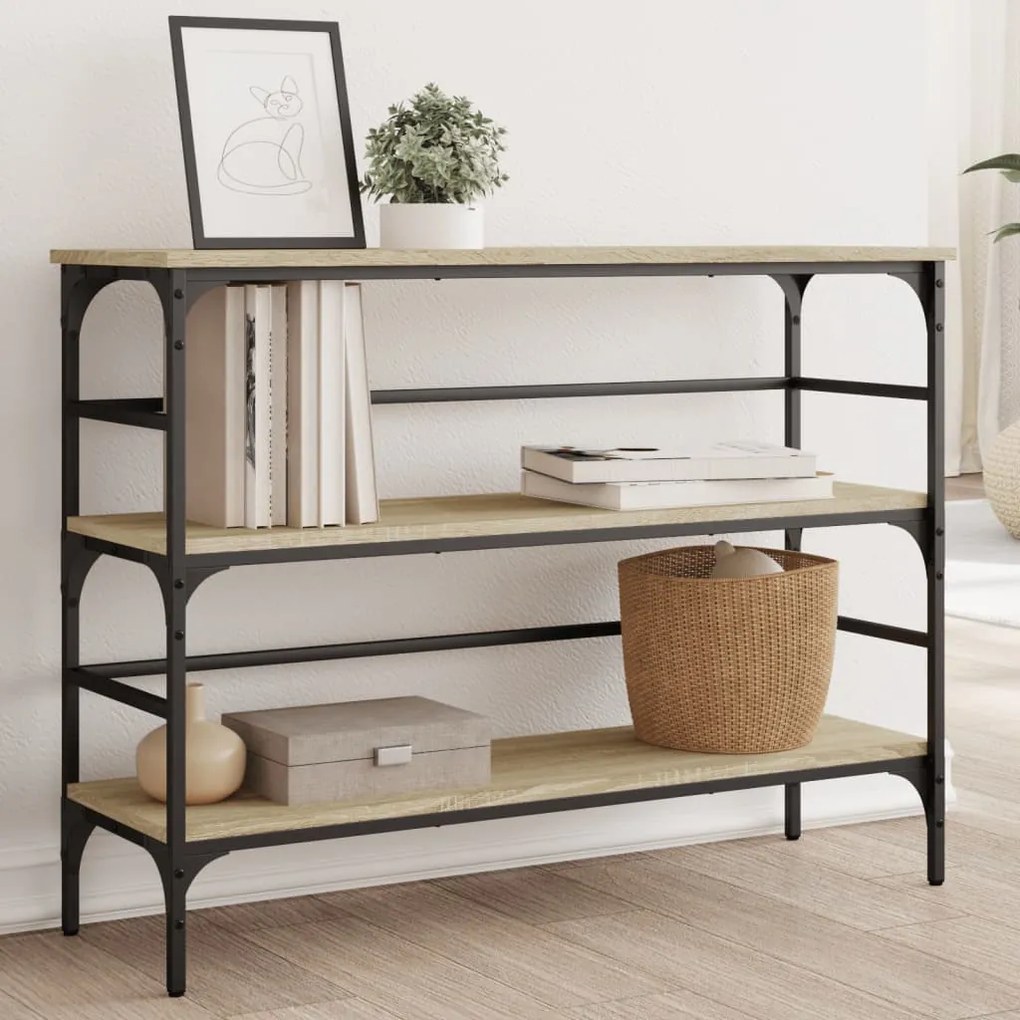 Tavolo consolle rovere sonoma 100x32x75 cm in legno multistrato