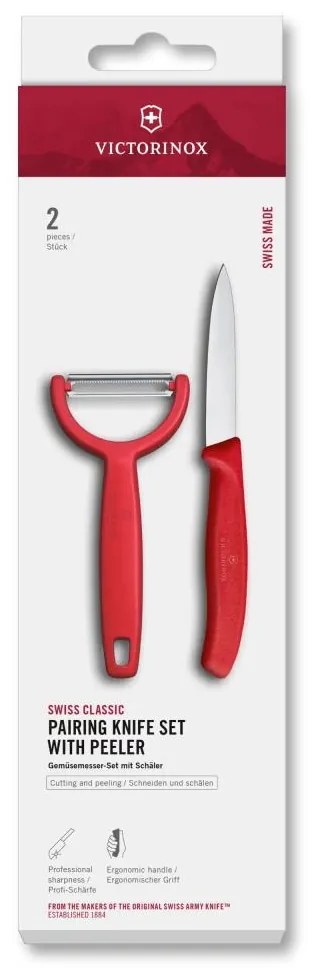 Victorinox - Set con coltello da cucina e pelapatate SWISS CLASSIC, rosso